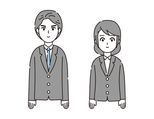 スーツを着た男性と女性のイラストセット1