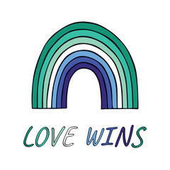 Colorful rainbow shape Gay men pride flag Happy pride day LGBTQIA community Pride Month Vector hand drawn doodle for posters, stickers, logo, cards