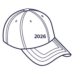 Navy blue outline baseball cap with year twenty six vector