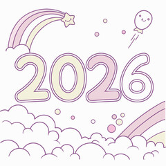 Pastel colored year twenty six celebration clouds