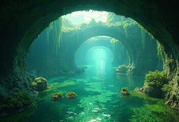 Underwater Tunnel Art Scene