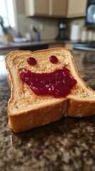 Toasted bread with jam face
