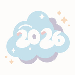 Soft pastel clouds with shimmering stars and the year twenty six glitter sparkle