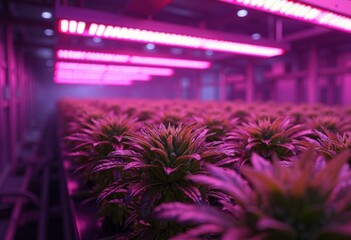 Purple light planting art scene