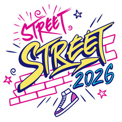 Graffiti street style with neon pink and yellow lettering street art