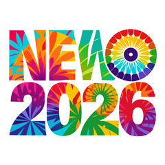 New Year 2026 Bold Colorful Text vector