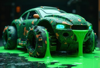 Green Armored Tank Art Scene