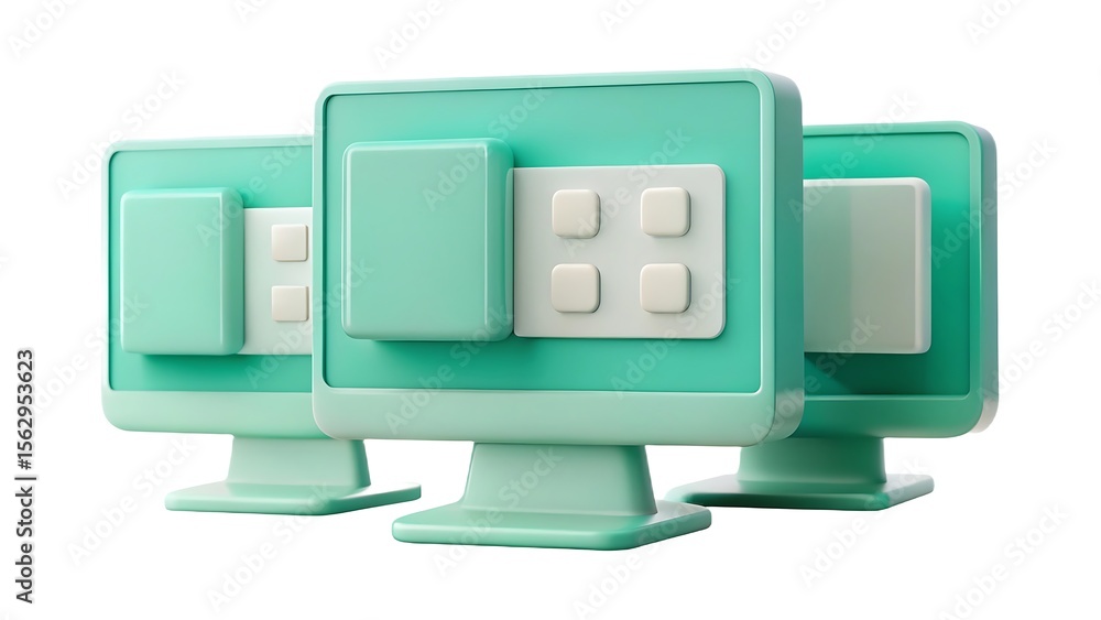 Fototapete 3d rendered computer screens with abstract design in a modern color scheme and artistic minimalist s