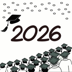 Graduation caps and year twenty six tassels students