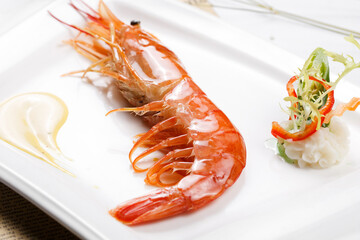 Japanese style iron plate Argentine red shrimp