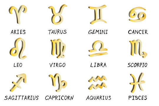 3d zodiac signs Esoteric symbol set Astrology clipart Elements for design - Powered by Adobe
