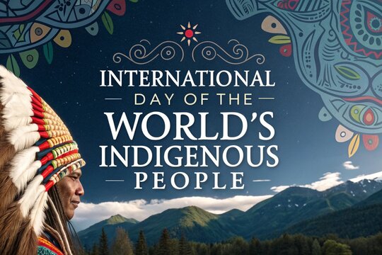 International Day of The World's Indigenous People text and background
