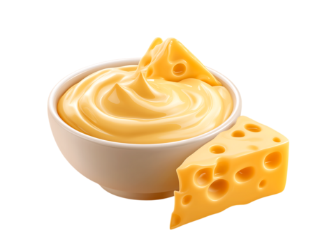 Creamy Bowl with cheese sauce on transparent background