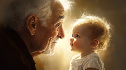 Portrait of grandpa and baby