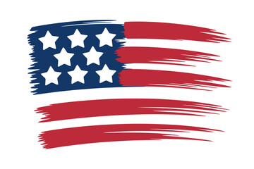 Patriotic American Flag Brush Stroke Design, Independence Day, Stars Stripes