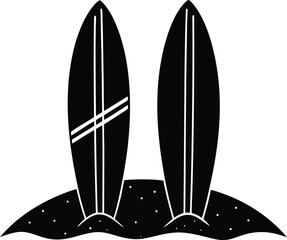 Vector illustration of a surfer and surfboard design pattern set for beach summer sport