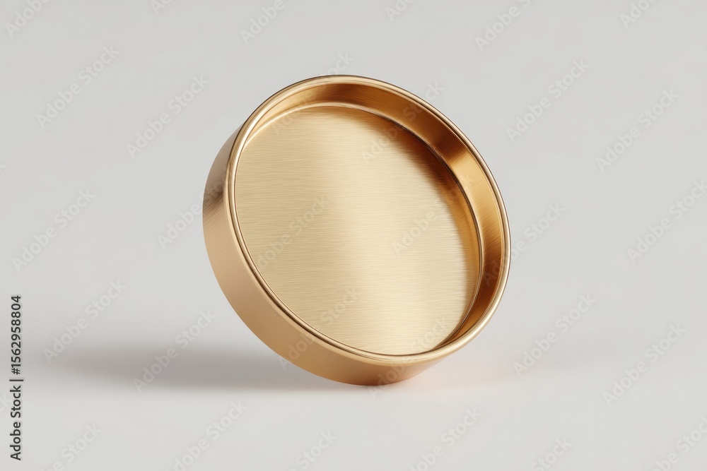 Poster minimalist coin icon in golden hue with simple circular design