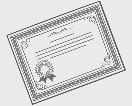 Elegant gray certificate illustration featuring floral embellishments and decorative border design.