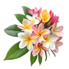Fototapeta premium Vibrant Plumeria Blossom Bouquet: Perfect Floral Background