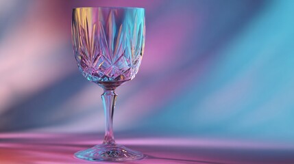Elegant crystal glass catches the light with a rainbow gradient against a dreamy, blurred backdrop.