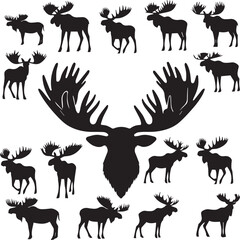 Moose Vector In Black and White