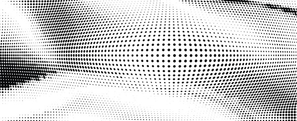 Wavy gradient halftone dots pattern texture background
