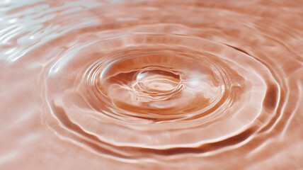 Top flat view of clear water with ripple, soft pink tone, abstract background, calm and relaxing mood