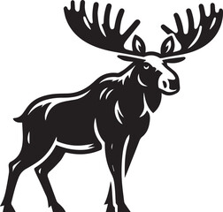 Moose Vector In Black and White