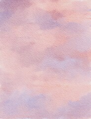 Dreamy Beautiful Pastel Pink Purple Gradient Sky Abstract Hand Painted Background In Watercolour Paper