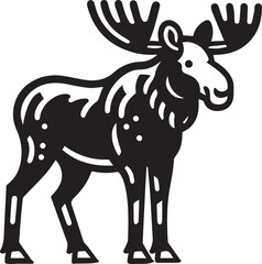 Fototapeta premium Moose Vector In Black and White