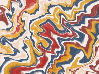 Vibrant Marble Swirl Abstract Hand Painted Liquid Fluid Illustration Background, Red Blue Yellow Beige