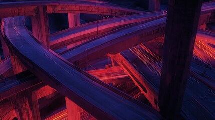 Urban freeway network at night