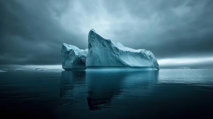 Icebergs in a stormy sea