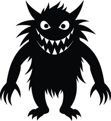 Grinning Monster Silhouette Spooky Halloween Illustration