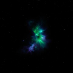 Vibrant Nebula in Deep Space Cosmic Clouds of Green and Purple Gas