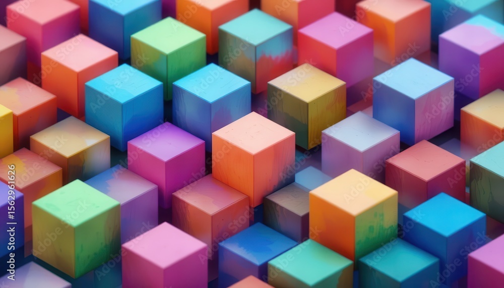 Fototapete Colorful 3D cubes create an engaging and vibrant background for computer screens