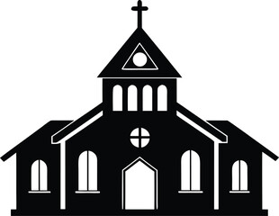 Christian church house icon, Church building vector illustration