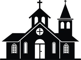 Christian church house icon, Church building vector illustration