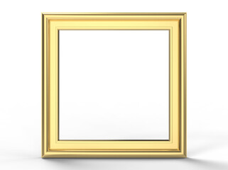 Elegant Gold Picture Frame Isolated on White Background - 3D Mockup"