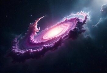 Cosmic Nebula Vibrant Purple Galaxy with Swirling Clouds and Bright Core