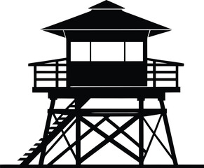 Lifeguard tower Silhouette vector, Safeguard tower icon illustration