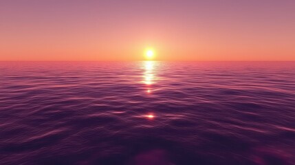 Fototapeta premium Calm pink sunset reflects on still, rippling ocean water