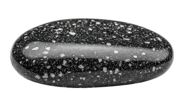 Smooth, speckled dark rock with a central light stripe