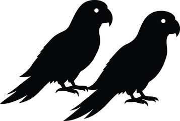 parrot with tree branch black silhouette vector,parrot icon illustration
