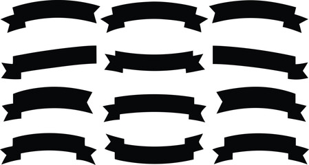 Obraz premium set of ribbons and banners black silhouette vector illustration