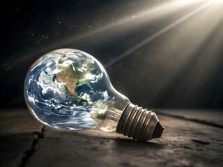 Hand-holding lightbulb icon with various symbols on blue background, representing ideas and innovation	