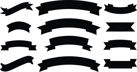 set of  ribbons and banners  black silhouette  vector illustration