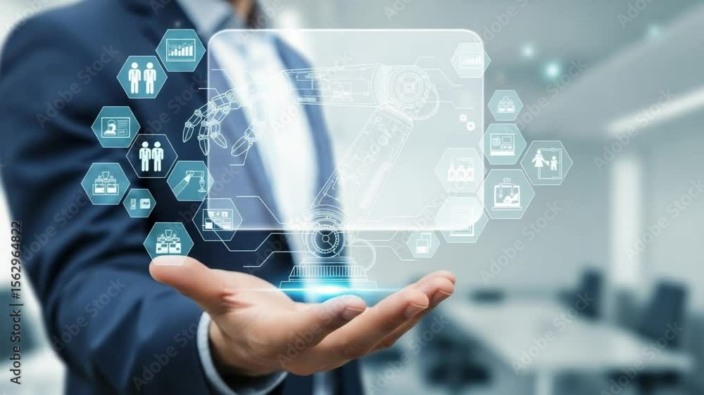 Poster person typing on laptop with devops and operations icons overlaying the keyboard and hands view