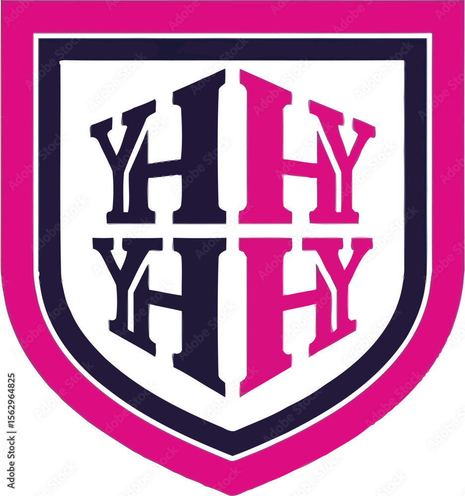 Aufkleber a shield logo with the letters y and h repeated on a gradient background