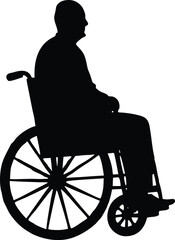 silhouette elderly man in a wheelchair,wheelchair icon illustration